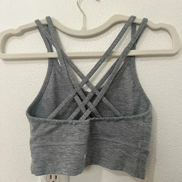 MP Athletics Strappy Gray Minimal Light Compression Sport Bra Size Small Cross - Picture 9 of 9